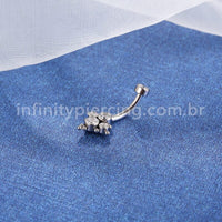 Piercing Banana Titânio Quadrado 5 Pedras Indiano Zircônia