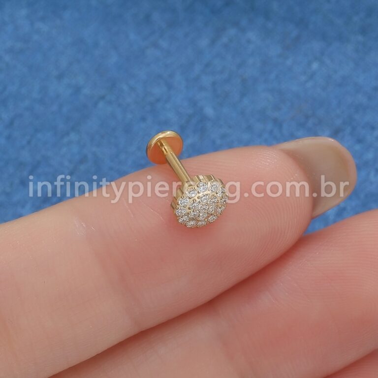 Piercing Labret Titânio Flor Zircônia Cravejada