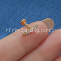 Piercing Labret Titânio Cluster 7 Mini Zircônias Cravejada