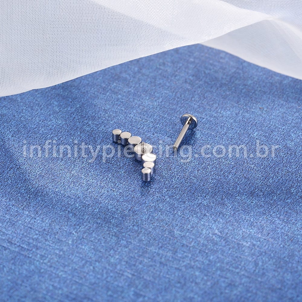 Piercing Labret Cluster Titânio Zircônia