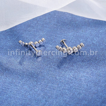 Piercing Labret Cluster Titânio Zircônia