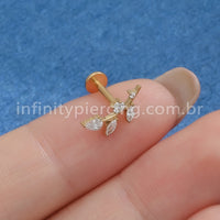Piercing Labret Titânio Galho Zircônia
