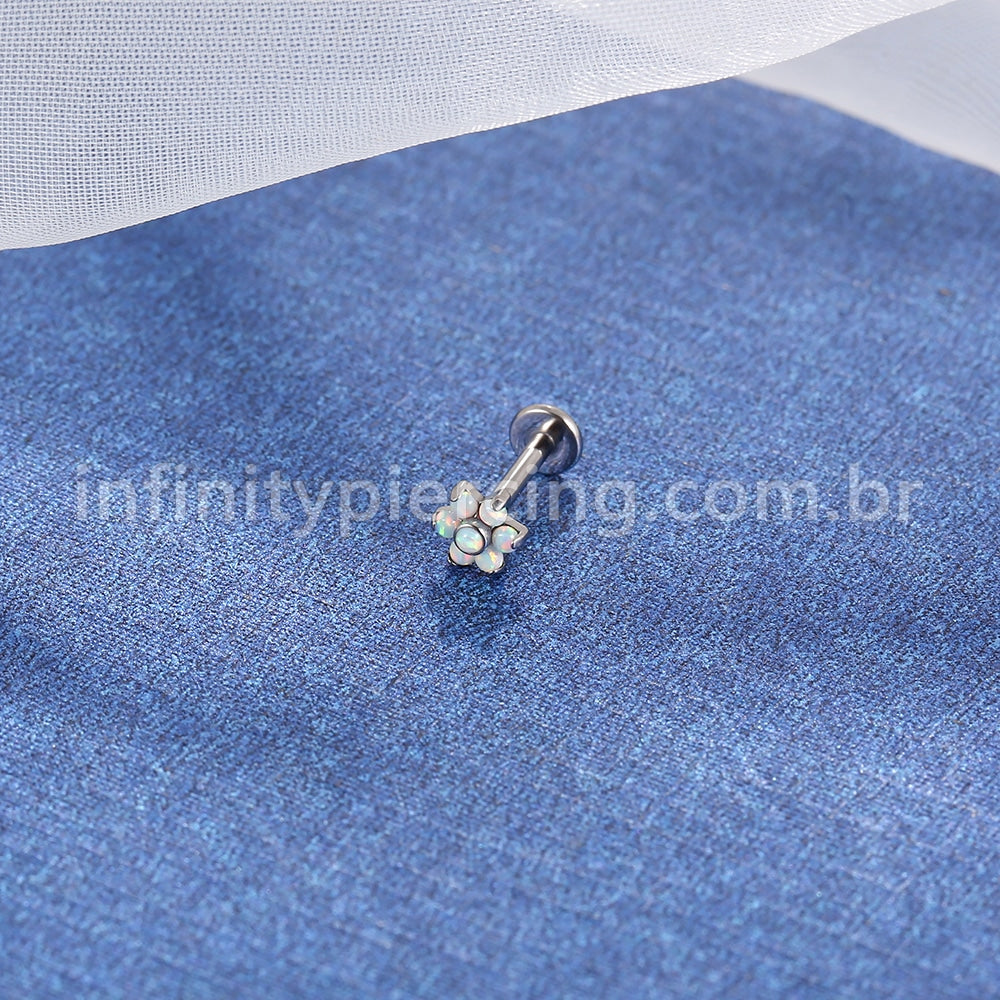 Piercing Labret Titânio Flor Zircônia