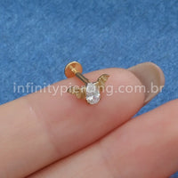 Piercing Labret Titânio Morcego Zircônia Cravejada Gota