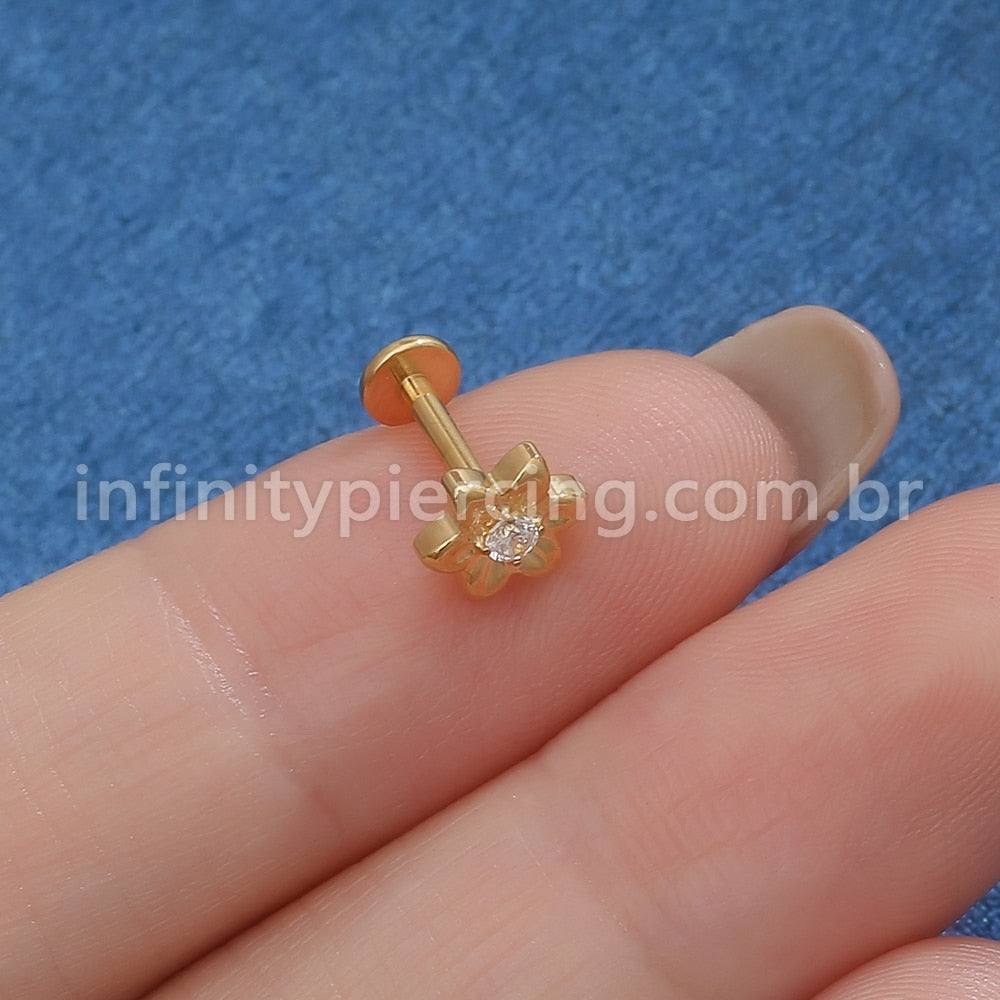Piercing Labret Titânio Flor 1 Zircônia