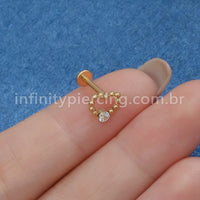 Piercing Labret Titânio Coração Vazado 1 Zircônia