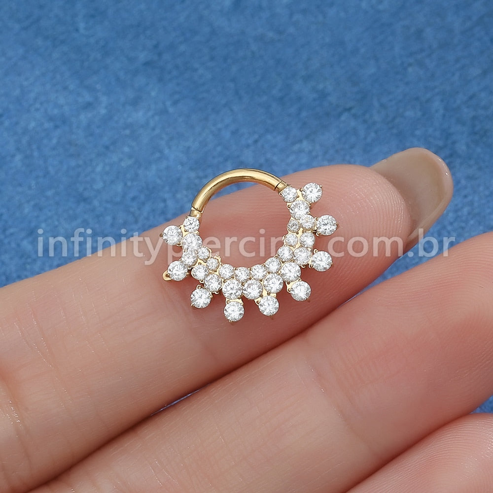 Piercing Argola Titânio Segmento Articulado Zircônia Cravejada
