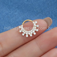 Piercing Argola Titânio Segmento Articulado Zircônia Cravejada