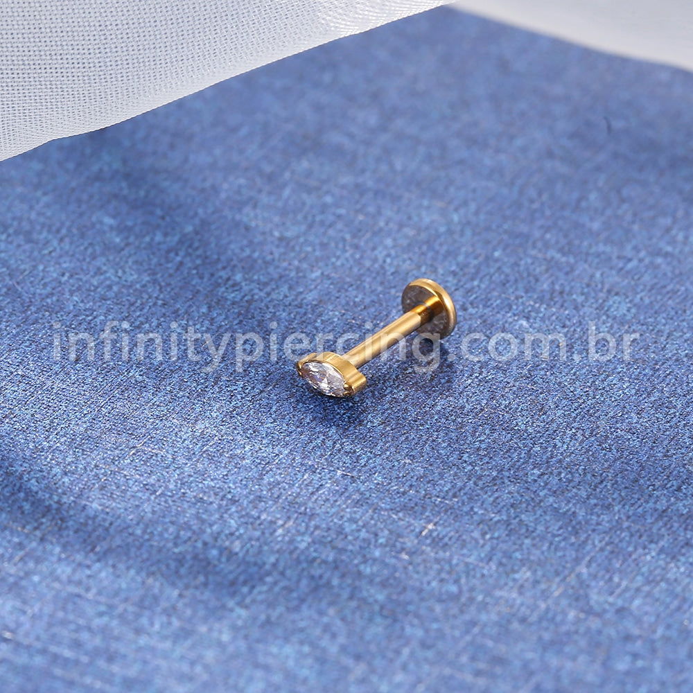Piercing  Labret Titânio Zircônia Oval