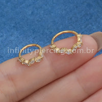 Piercing Argola Aço Cirúrgico Segmento Articulado Losango Zircônias Cravejadas