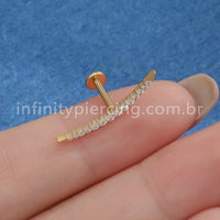 Piercing Labret Titânio Cluster Curvado Zircônia Cravejada