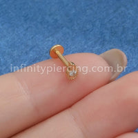 Piercing Labret Titânio Gota Zircônia Cravejada
