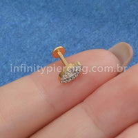 Piercing Labret Titânio Olho Zircônia Cravejada