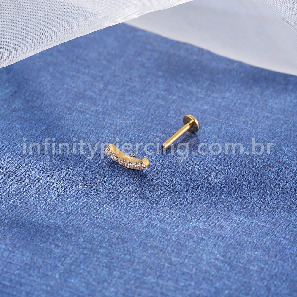 Piercing Labret Cluster Titânio Zircônia Cravejada