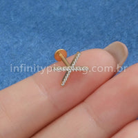 Piercing Labret Titânio X Zircônia Cravejada