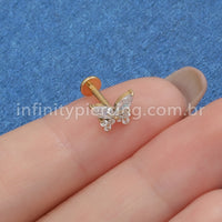 Piercing Labret Titânio Borboleta Zircônia Cravejada