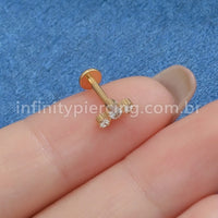 Piercing Labret Titânio 3 Zircônias