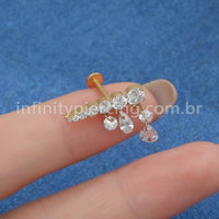 Piercing Labret Titânio Topo Reto Com Pingente Zircônias Cravejadas