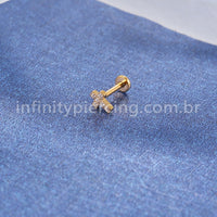 Piercing Labret Titânio Cruz Zircônia Cravejada