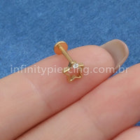 Piercing Labret Titânio Estrela Vazada 1 Zircônia
