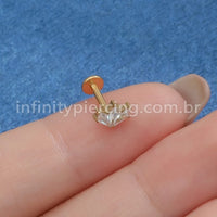 Piercing Labret Titânio Losangos 3 Pedras Zircônia