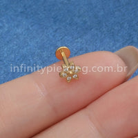 Piercing Labret Titânio Flor Zircônia Cravejada