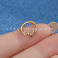 Piercing Argola Titânio Segmento Articulo Zircônia Redonda Cravejada