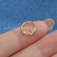 Piercing Argola Titânio Segmento Articulado Redondo Zircônias Cravejadas