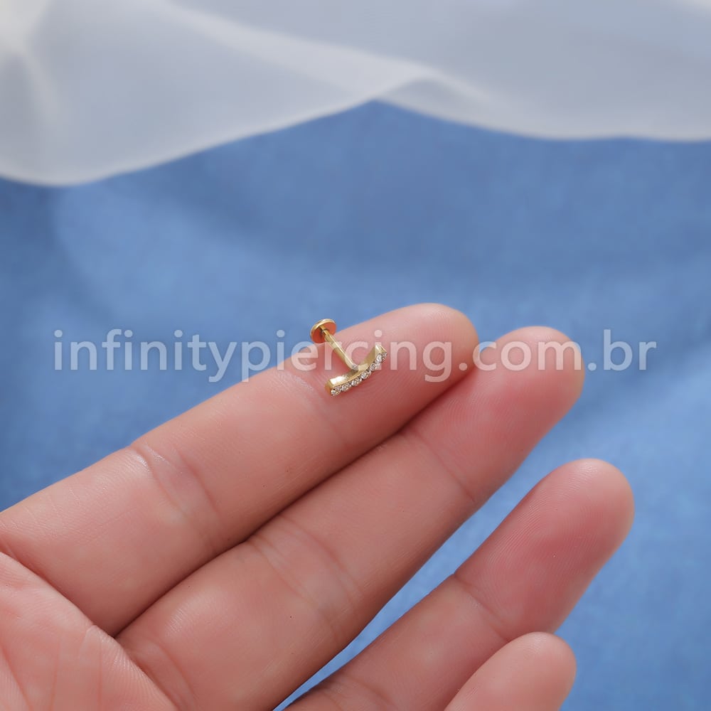 Piercing Labret Cluster Titânio Zircônia Cravejada