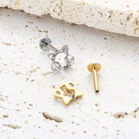 Piercing Labret Titânio G23 com Zircônia Brilhante