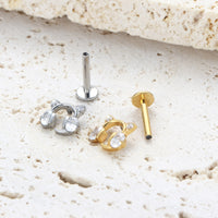 Piercing Labret Titânio G23 com Zircônia Brilhante