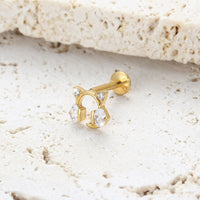 Piercing Labret Titânio G23 com Zircônia Brilhante