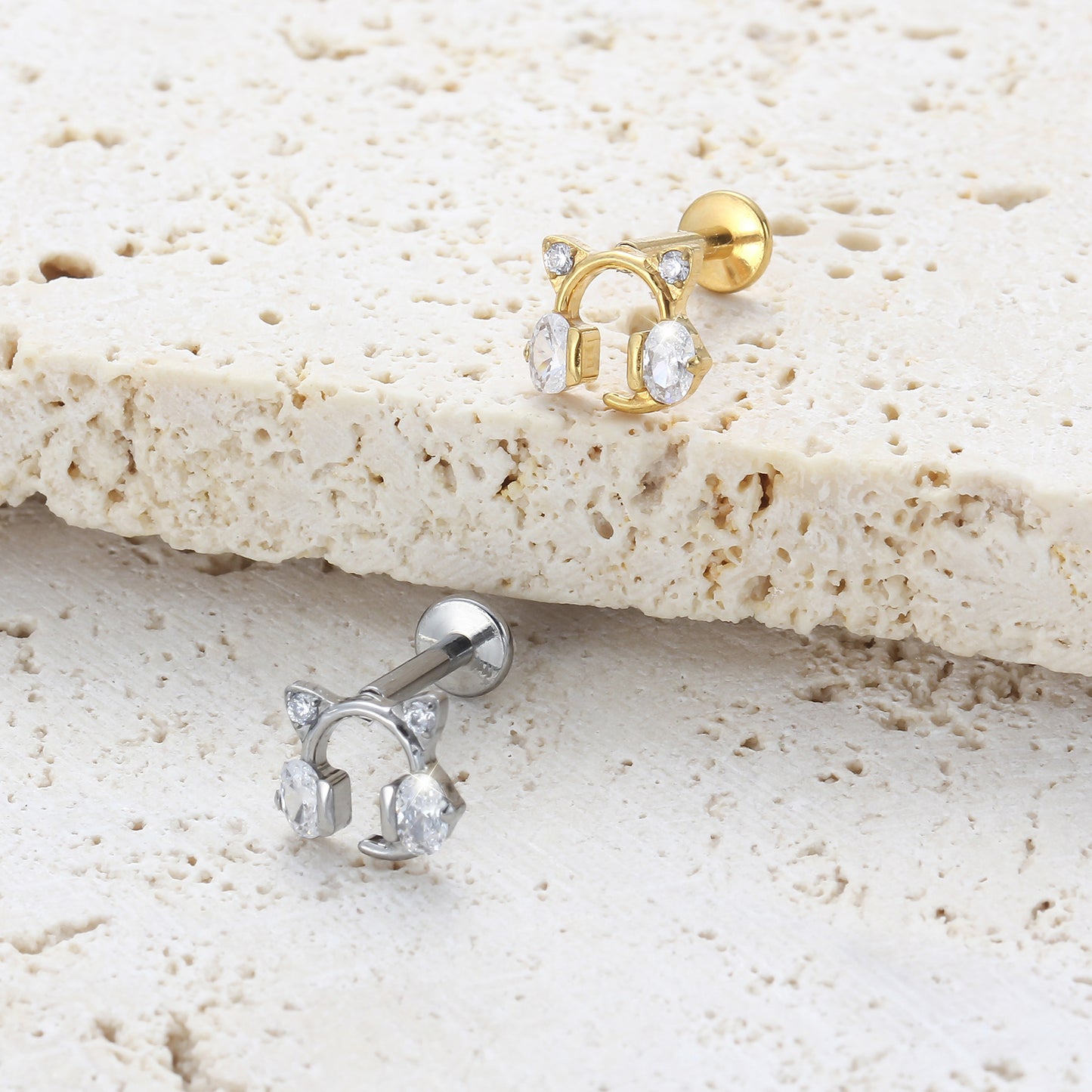 Piercing Labret Titânio G23 com Zircônia Brilhante