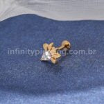 Piercing Labret Titânio Detalhes Gota Zircônia