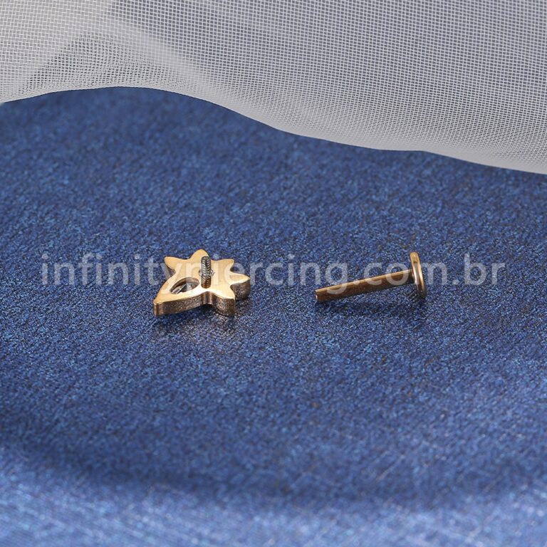 Piercing Labret Titânio Detalhes Gota Zircônia