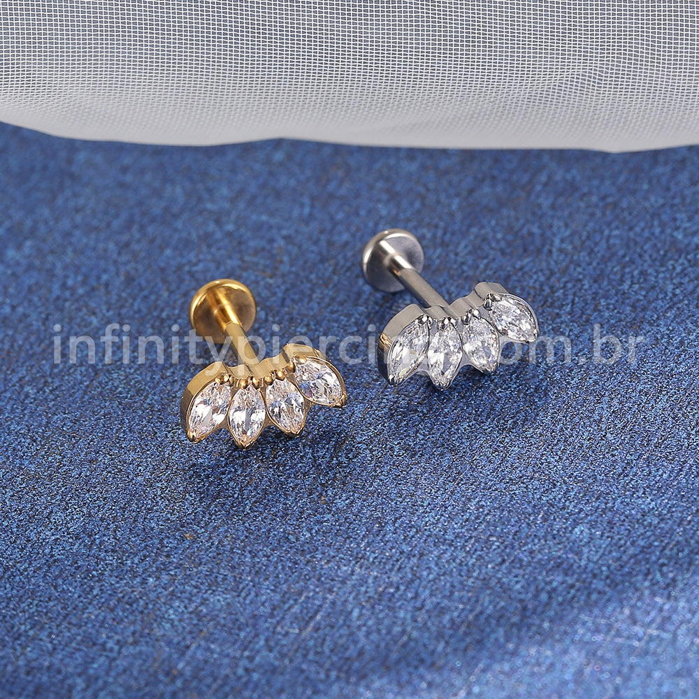 Piercing Labret Titânio 4 Zircônias