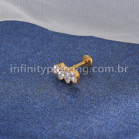 Piercing Labret Titânio 4 Zircônias