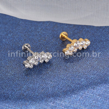Piercing Labret Titânio Cluster Zircônias Cravejadas