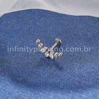Piercing Labret Titânio Cluster Zircônias Cravejadas