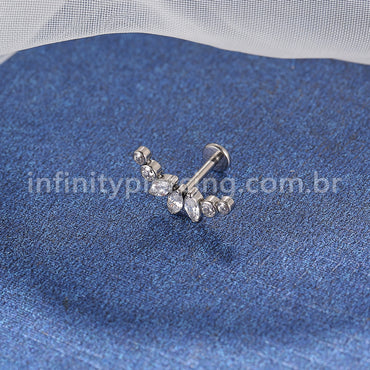 Piercing Labret Titânio Cluster Zircônias Cravejadas