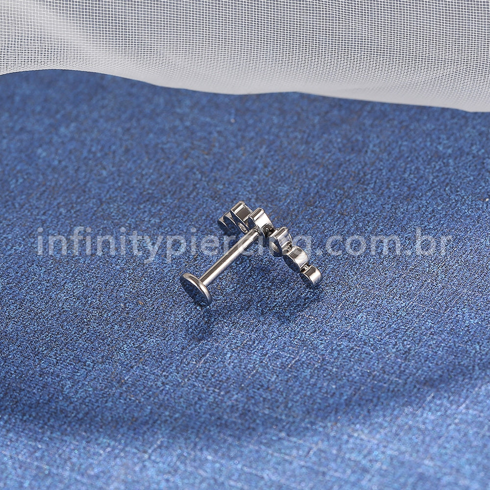 Piercing Labret Titânio Cluster Zircônias Cravejadas