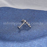 Piercing Labret Titânio Cluster Zircônias Cravejadas