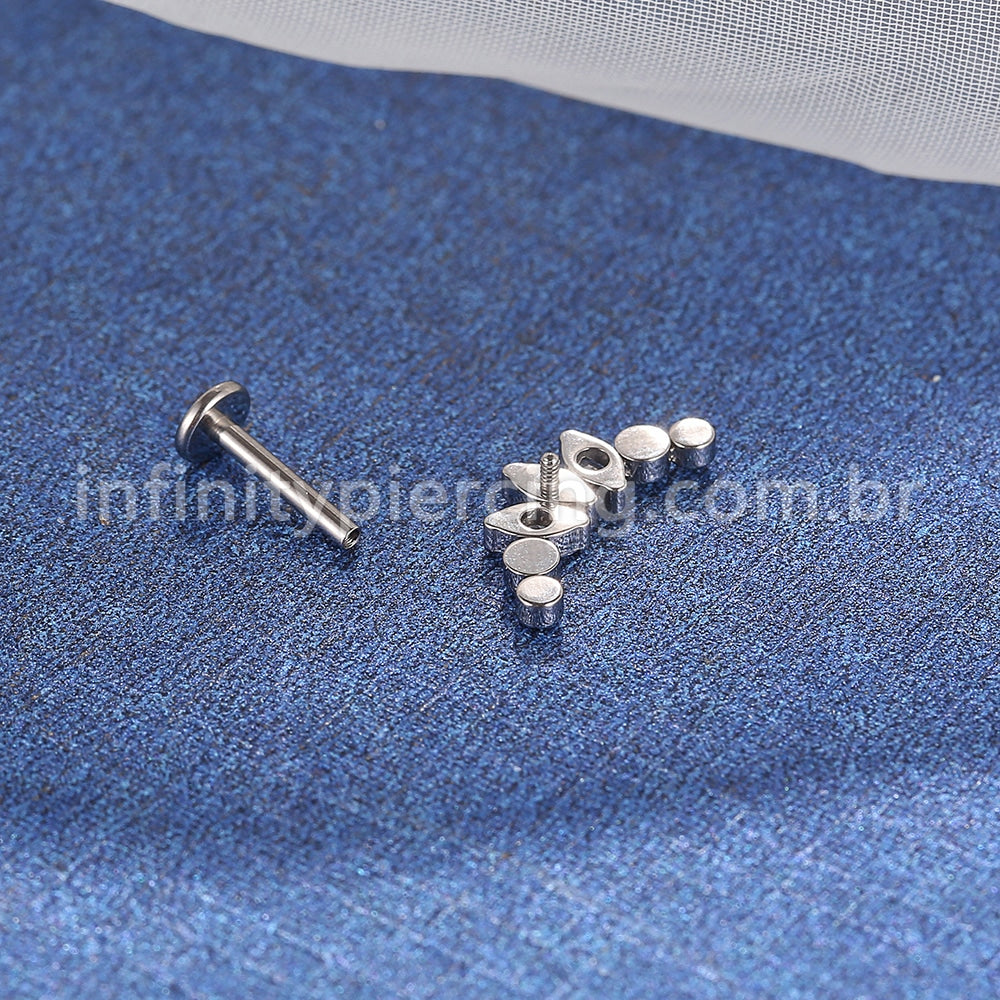 Piercing Labret Titânio Cluster Zircônias Cravejadas