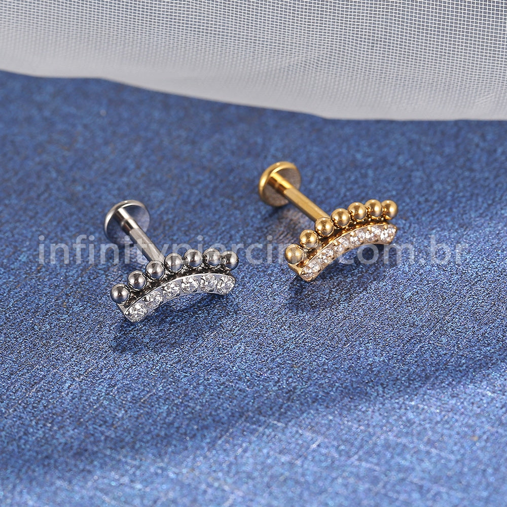 Piercing Labret Titânio Indiano Cluster Zircônias