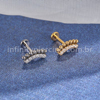 Piercing Labret Titânio Indiano Cluster Zircônias