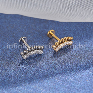 Piercing Labret Titânio Indiano Cluster Zircônias