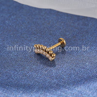 Piercing Labret Titânio Indiano Cluster Zircônias