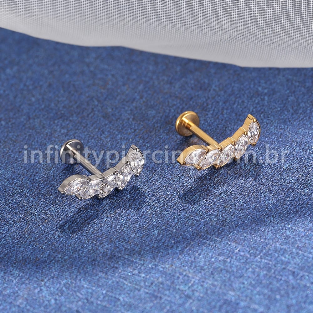 Piercing Labret Titânio Cluster Zircônias