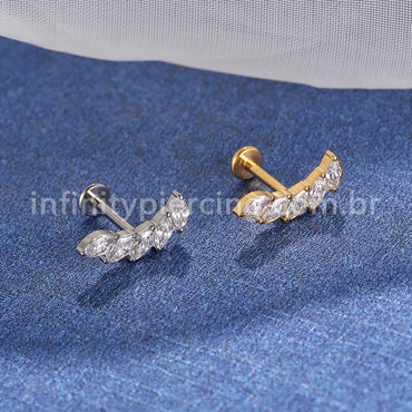 Piercing Labret Titânio Cluster Zircônias