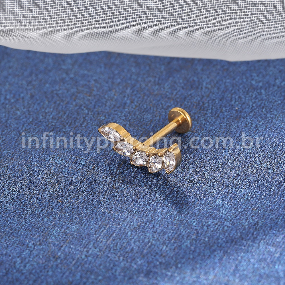 Piercing Labret Titânio Cluster Zircônias